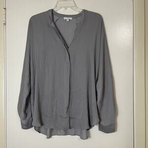 Anthropologie Maison d'amelie gray button front long sleeve blouse top large